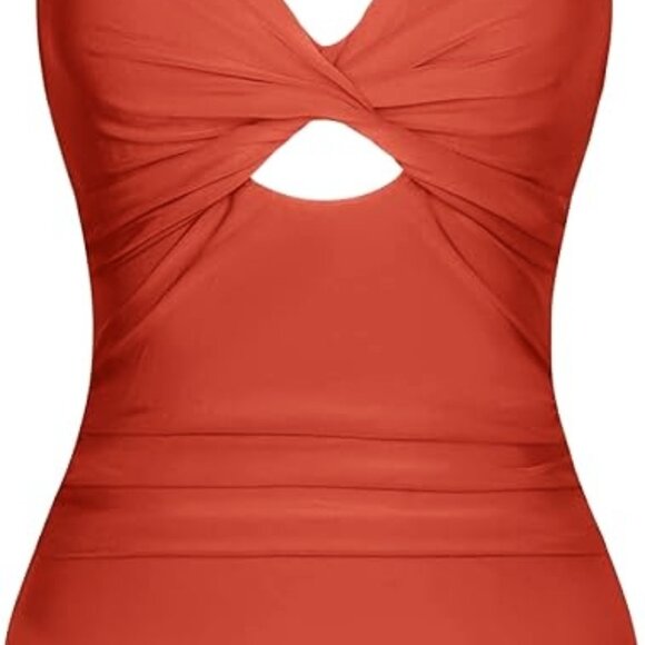 NWT Cupshe Front Twist Cutout Ruched One Piece Swimsuit Size Small - Picture 4 of 9